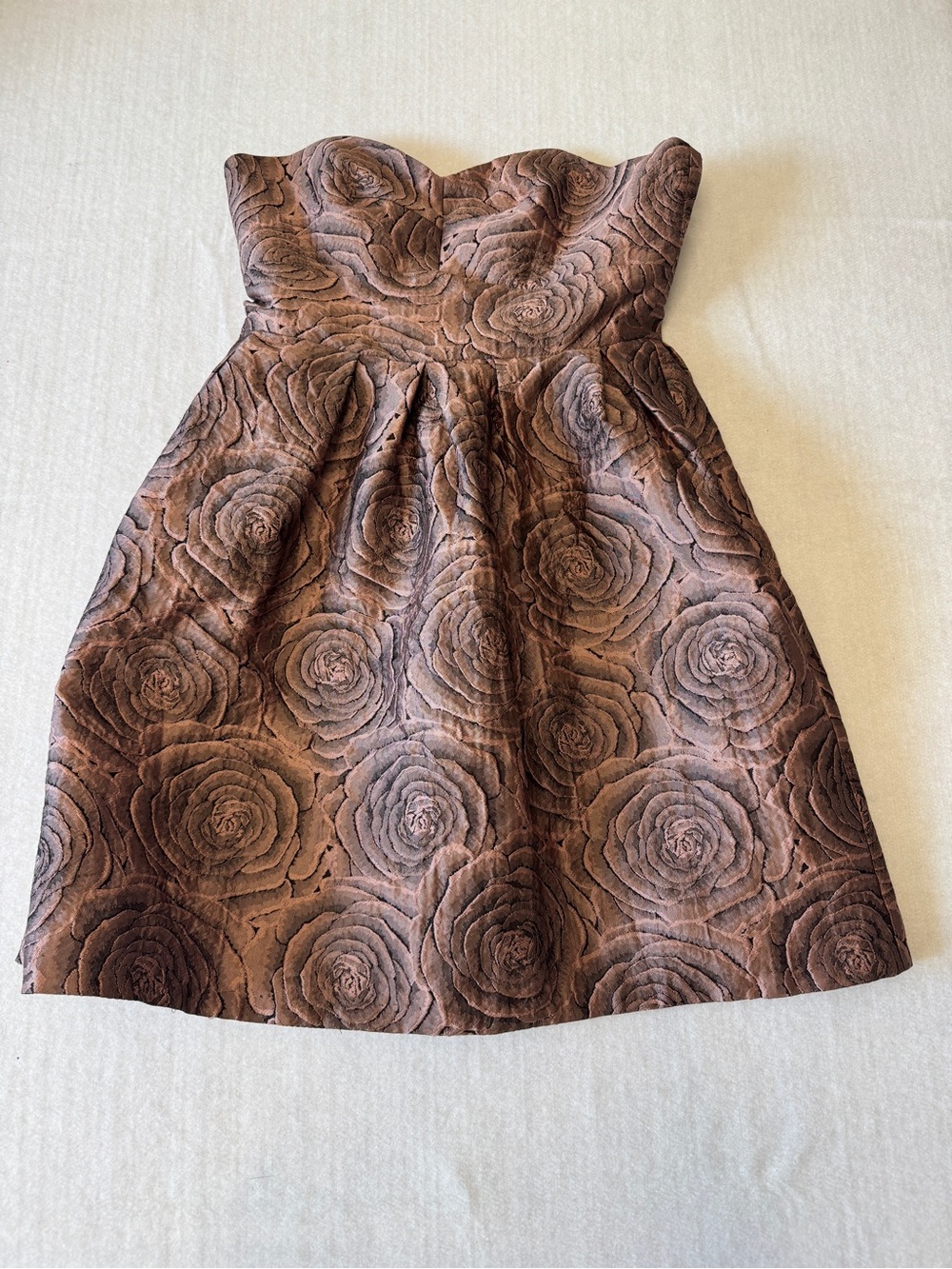 Hutch Strapless Rose-Jacquard Brown Dress